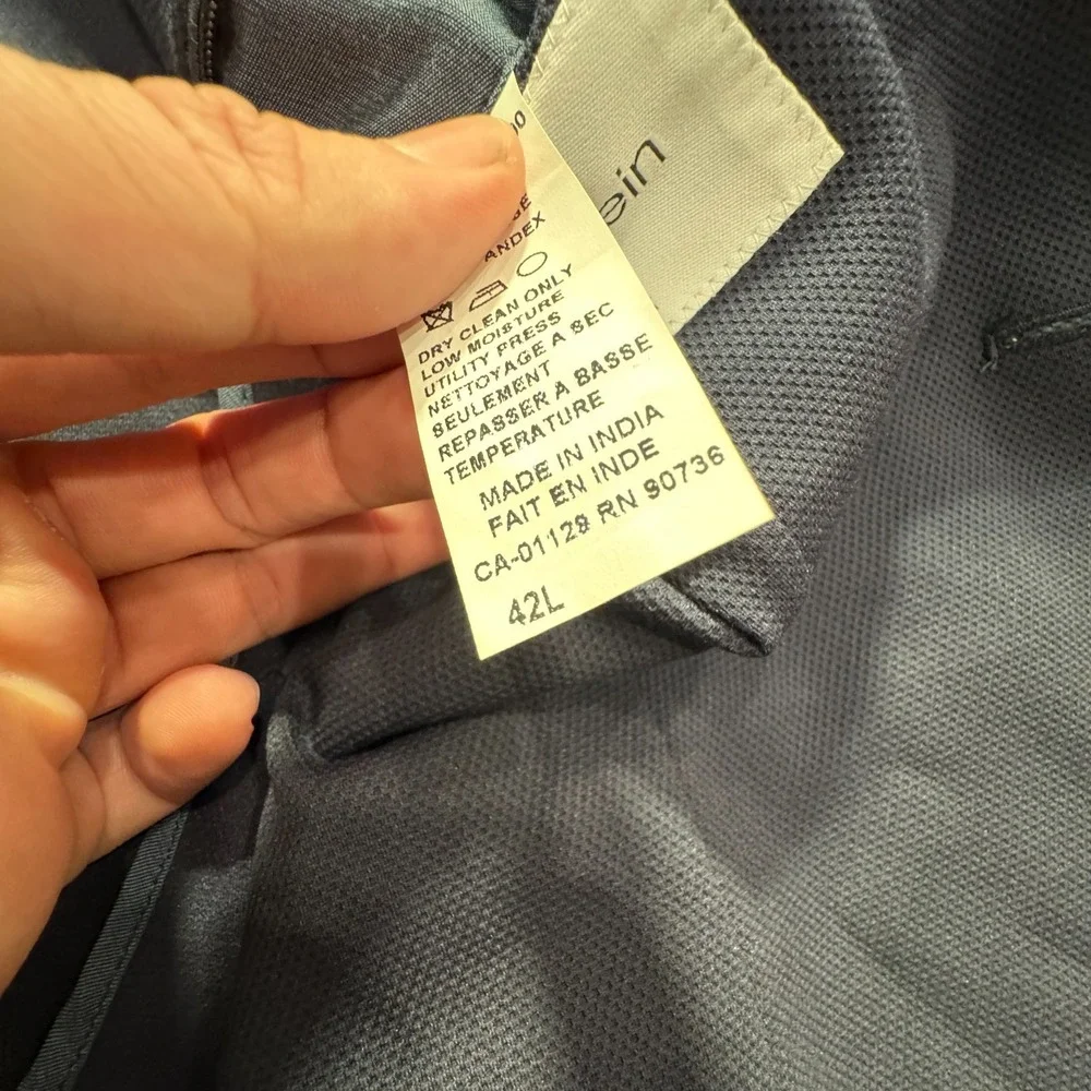 Calvin Klein Sport Coat Mens 42 L Blue Unstructured Slim‎ Blazer Jacket 2 Button